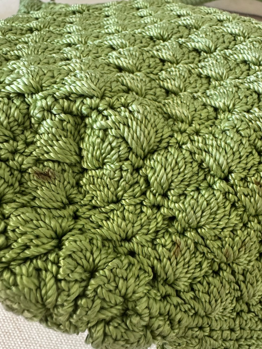The Sak Granny Crochet Sage Green Slouchy Hobo Woven Bag Women’s Shoulder Purse - Picture 7 of 16